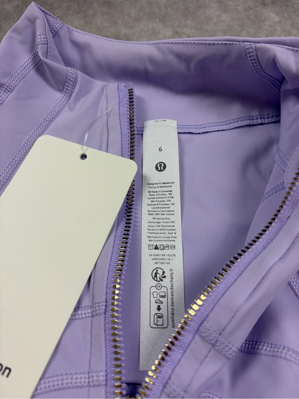 Long Sleeve Lavender Zip-Front Active Jacket Size 6 - lululemon athletica - Picture 4 of 6
